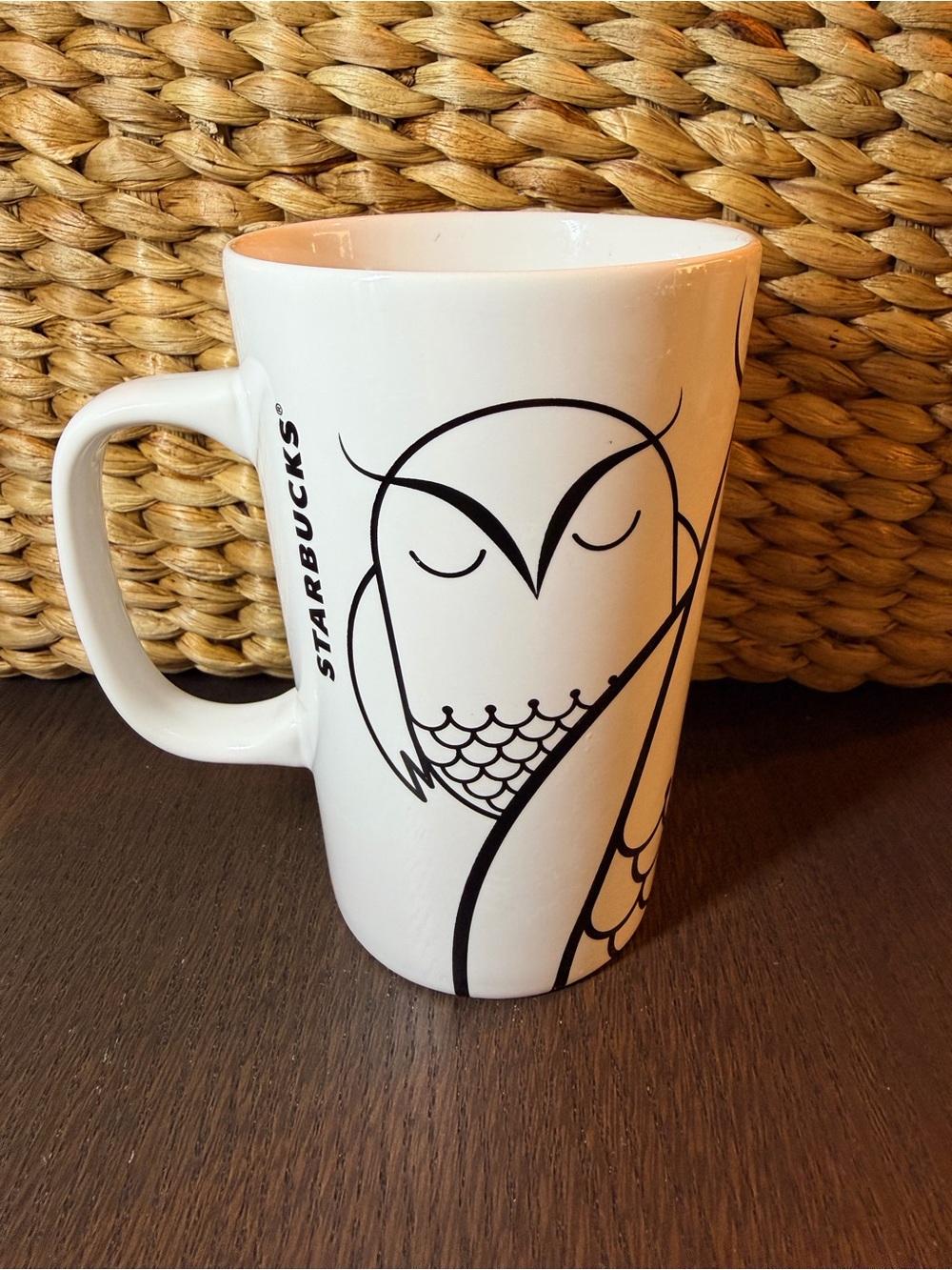 Starbucks White, Black, and Green Eyed Owl Ceramic 16 oz Mug